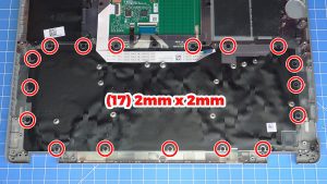 Unscrew and remove the Keyboard Assembly (17 x M2 x 2mm).