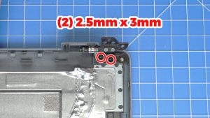 Unscrew and remove the LCD hinges (4 x 2.5mm x 3mm).
