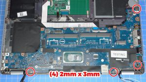 Unscrew and remove the Motherboard (3 x M2 x 5mm) (4 x 