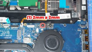 Unscrew and disconnect the F-Beam from the motherboard (1 x M2 x 2mm).