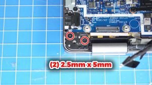 Unscrew the left and right LCD hinges (4 x M2.5 x 5mm).