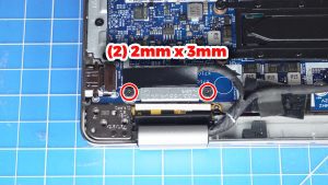 Unscrew and remove the LCD cable brackets (4 x M2 x 3mm).