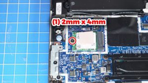 Unscrew and slide out the M.2 NVMe SSD (1 x 