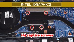 TO REMOVE THE HEATSINK FROM MODELS CONTAINING INTEGRATED INTEL GRAPHICS: Unscrew and remove the Heatsink (4 x captive screws).