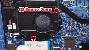 Unscrew and remove the Left Cooling Fan (2 x 