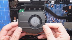 Disconnect the left cooling fan.