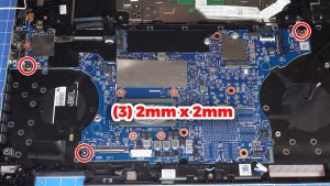 Unscrew and remove the Motherboard (2 x 