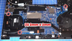 Unscrew and remove the Motherboard (2 x 