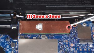 TO REMOVE THE 2280 SSD: Unscrew and remove the SSD and heat shield (1 x 