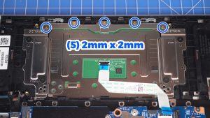 Unscrew and then remove the Touchpad (4 x 1.6mm x 2.5mm wafer) (5 x 