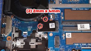 Unscrew and slide out the bracket and 2230 NVMe SSD. (2 x 