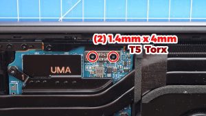 Unscrew and disconnect the LCD cable (2 x 1.4mm x 4mm).