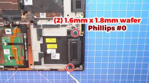 Unscrew and then remove the left and right Speakers (4 x 1.6mm x 1.8mm).