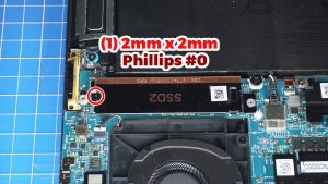 Unscrew and remove the M.2 NVMe 2280 SSD (2 x 