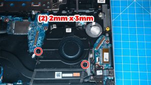 Unscrew and lift out the cooling fan (2 x M2 x 3mm).