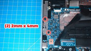 Unscrew and remove the Motherboard (2 x 