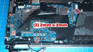 Unscrew and remove the Motherboard (2 x 