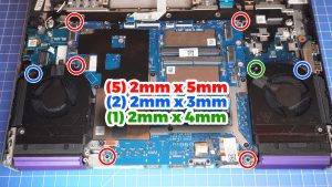 Unscrew the Motherboard, USB Circuit Board, and Ethernet Board and then over the Motherboard (7 x 