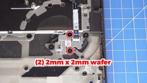 Unscrew and remove the Power Button (4 x M2 x 2mm wafer).