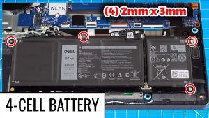 Unscrew and remove the Battery (3-CELL BATTERY: 3 x 