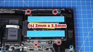 Unscrew and remove the hard drive and caddy (4 x 2mm x 3.5mm).