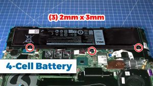 Unscrew and remove the Battery: 3-Cell Battery (2 x 