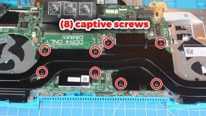 Unscrew and remove the Heatsink (8 X captive screws).