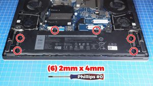 Unscrew and remove the Battery (6 x 