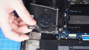 Disconnect the left cooling fan.