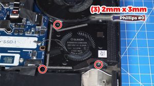 Unscrew and remove the Right Cooling Fan (3 x 