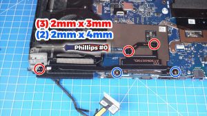 Unscrew and remove the heat pipe (3 x M2 x 3mm) (2 x 