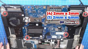 Unscrew and remove the Motherboard (4 x 