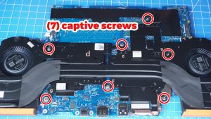 Unscrew and remove the Heatsink Fan Assembly (7 X captive screws).