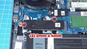 Unscrew and remove the thermal bracket from SSD slot 2 (2 x M2 x 4mm).