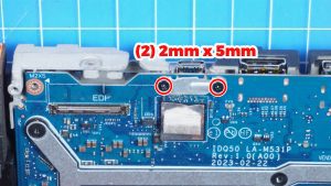 Unscrew and remove the type-C USB bracket (2 x M2 x 5mm).