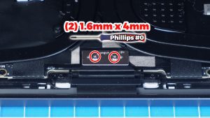 Unscrew the LCD cable and bracket (2 X 1.6mm x 4mm) (2 X 1.6mm x 3.5mm).