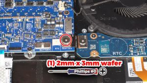 Unscrew and disconnect the I/O board cable that bridges the right I/O circuit board to the motherboard (1 x M2 x 3mm wafer).