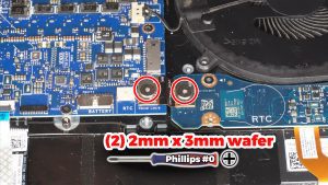 Unscrew and disconnect the I/O board cable that bridges the right I/O circuit board to the motherboard (2 x M2 x 3mm wafer).