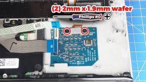 Unscrew and disconnect the keyboard  cable (2 X 2mm x 1.9mm).