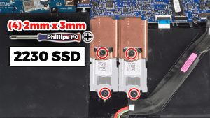 TO REMOVE THE 2230 M.2 NVME SSDs: The process is the same. The only difference is the screw configuration (4 x 