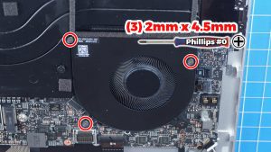 Unscrew the CPU Cooling Fan (3 X 2mm x 4.5mm).