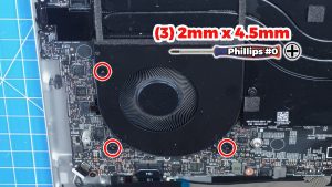 Unscrew the GPU Cooling Fan (3 X 2mm x 4.5mm).