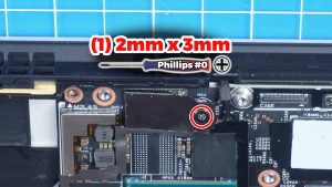 Unscrew and remove the WiFi bracket (1 x M2 x 3mm).