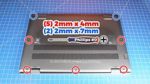 Unscrew the Bottom Base Cover (5 x M2 x 4mm) (2 X 2mm x 7mm).