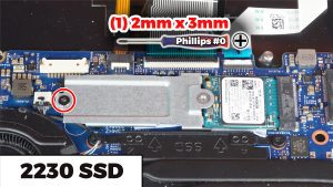 Unscrew and remove the SSD (1 x M2 x 3mm).