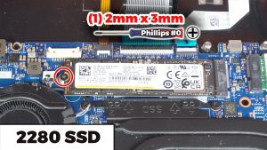 TO REMOVE THE 2280 SSD: Unscrew and slide out the 2280 SSD (1 x 