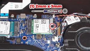 Unscrew and remove the WiFi bracket (1 x M2 x 3mm).